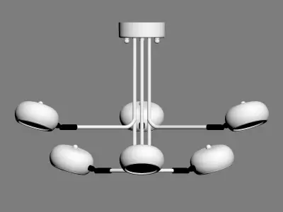 Curved Stix Chandelier 6 White 3D model