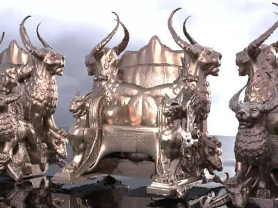 Gilgamesh Ornate Throne 3 designs 3D model