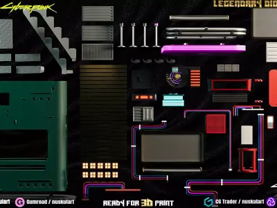 Cyberpunk Booth - Legendary - Multi Part - 3D Printing  3D print model purchase