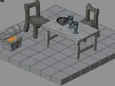 Medieval  - Fantasy Tavern Props - UPDATED Low-poly 3D model