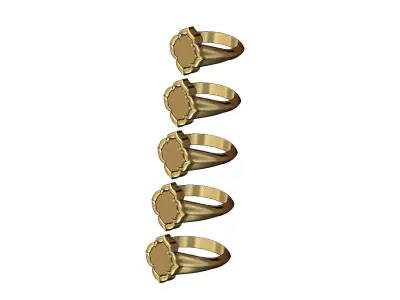 Engravable flower shaped window signet ring US sizes 5to9 3D print model