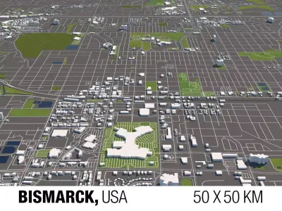 Bismarck North Dakota USA 50x50km 3D model
