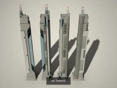 Futuristic Isometric City Collection 01 3D Model Pack