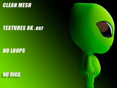 Green Alien Low-poly 3D model