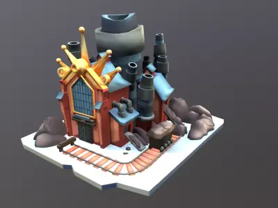Stylized Coal Mine Low-poly 3D model