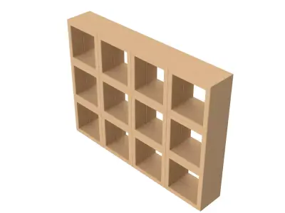 Cardboard Shelving Unit Low-poly 3D model