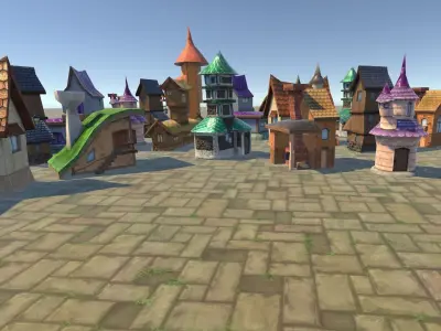 Toon buildings pack v2 Low-poly 3D model