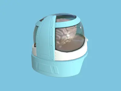 SciFi Brain Helmet 08 Faces - Character Design Fashion Low-poly 3D model