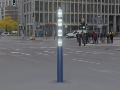 Low-Poly Blue Light Column 15 - Street Light Set-9 Low-poly 3D model