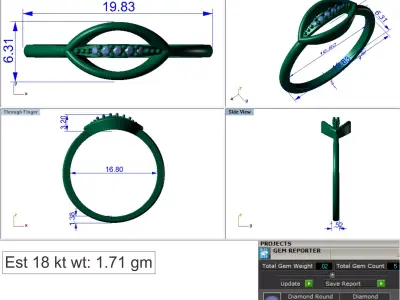 Light Weight Gold Diamond Ring DOC-R8410 3D print model