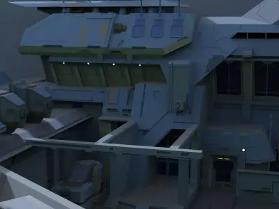 Complex 2 futuristic building 3D model