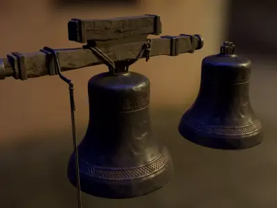 Church bell set Low-poly 3D model