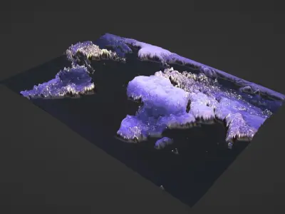 World Map Topography Low-poly 3D model