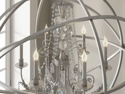 CRYSTORAMA SOLARIS 6 LIGHT CRYSTAL SILVER SPHERE CHANDELIER 3D model
