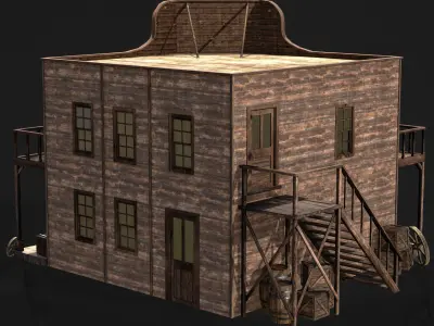 WESTERN BUILDING 001 Low-poly 3D model