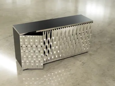 Credenza Sideboard with 4 carved doors 3D model