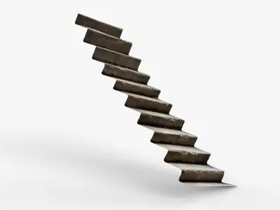 Photorealistic 3D scan of old concrete stairs Low-poly 3D model purchase