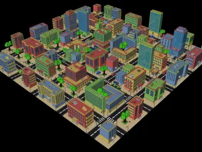 Low poly city Low-poly 3D model shop