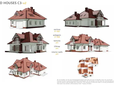 Collection of Houses 3 Full 32models 3D Model Pack