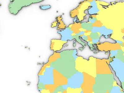 Political World Map 3D model