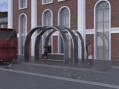 BUS STOP MINIMAL Low-poly 3D model