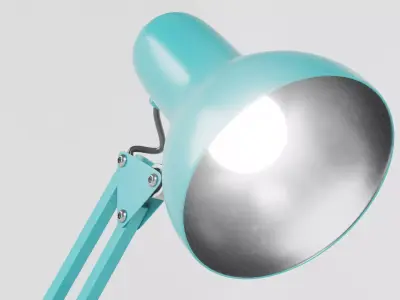 Desk Lamp Flexo Turquoise - PBR metal desk lamp 3D model