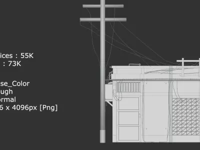 3D Store Market Building model Low-poly 3D model