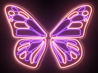 Butterfly Wings Neon Sign 3D model