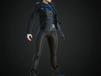 Rigged Man Cyberpunk Character Low-poly 3D model