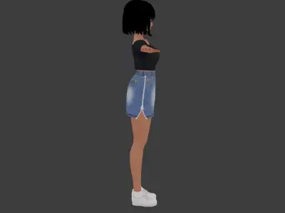 SciFi 3d anime kawaii girl character c18 Low-poly 3D model
