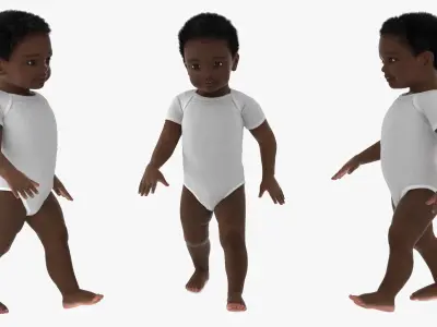  One Year Old Black Boy in Bodysuit Rigged for Maya 