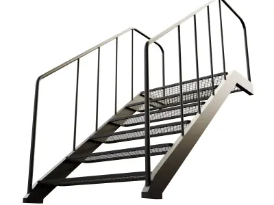 Staircase 3D Model with Technical Drawing 3D model