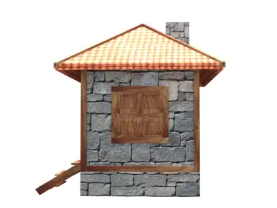 medieval house low poly village town residential game ready 31 Low-poly 3D model