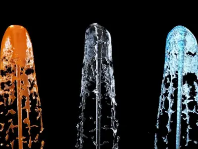 Animated Water Fountain Flow - NO PLUGIN Liquid simulation 3D model