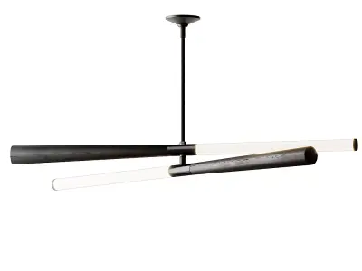 Colt Linear LED Wood Black Chandelier 3D model
