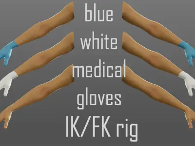 gloved medical hand Low-poly 3D model