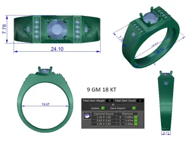 Mens Ring  Render 3dm STL OBJ FBX Details 3D print model 6
