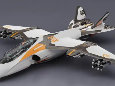 Futuristic Military Fighter Jet White 3D model