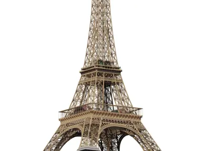 The Eiffel tower with interior 3D model