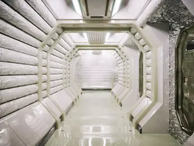 Sci Fi Corridor White Room Low-poly 3D model