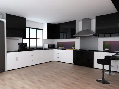 The Kitchen modern with cabinets 3D model