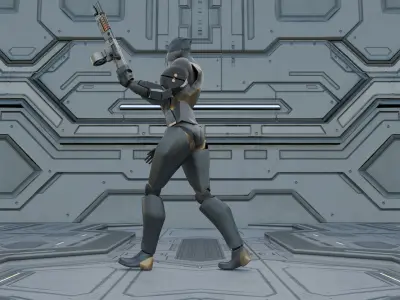 Futuristic Sci-Fi Robot Soldier 3D Model Low-poly 3D model