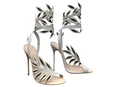 Rhinestone Ankle Boots Leaves Gladiator Sandals High Heels Low-poly 3D model