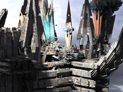 Dragon Sci fi City Satellite Science facility 4  3D model