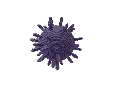 Voxel Virus v2 007 Low-poly 3D model