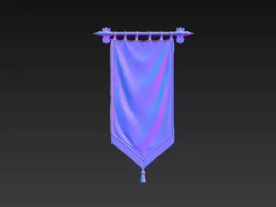 Medieval Wall Banner Cloth - PBR Decorative Hanging Flag Low-poly 3D model