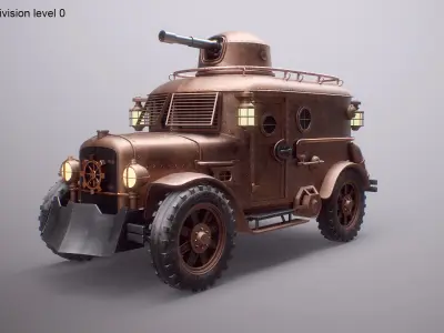  Steampunk Armored Van 3D Model - PBR Textured Vehicle 