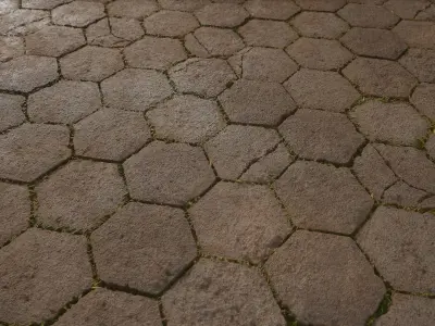 Hexagonal Concrete Tiles Material 3D model