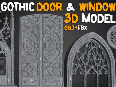 23 Gothic Door and Window 3D Model   Vol 1 Low-poly 3D model