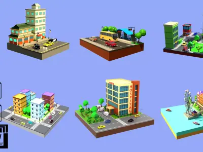 Low poly City 3D Model Pack purchase